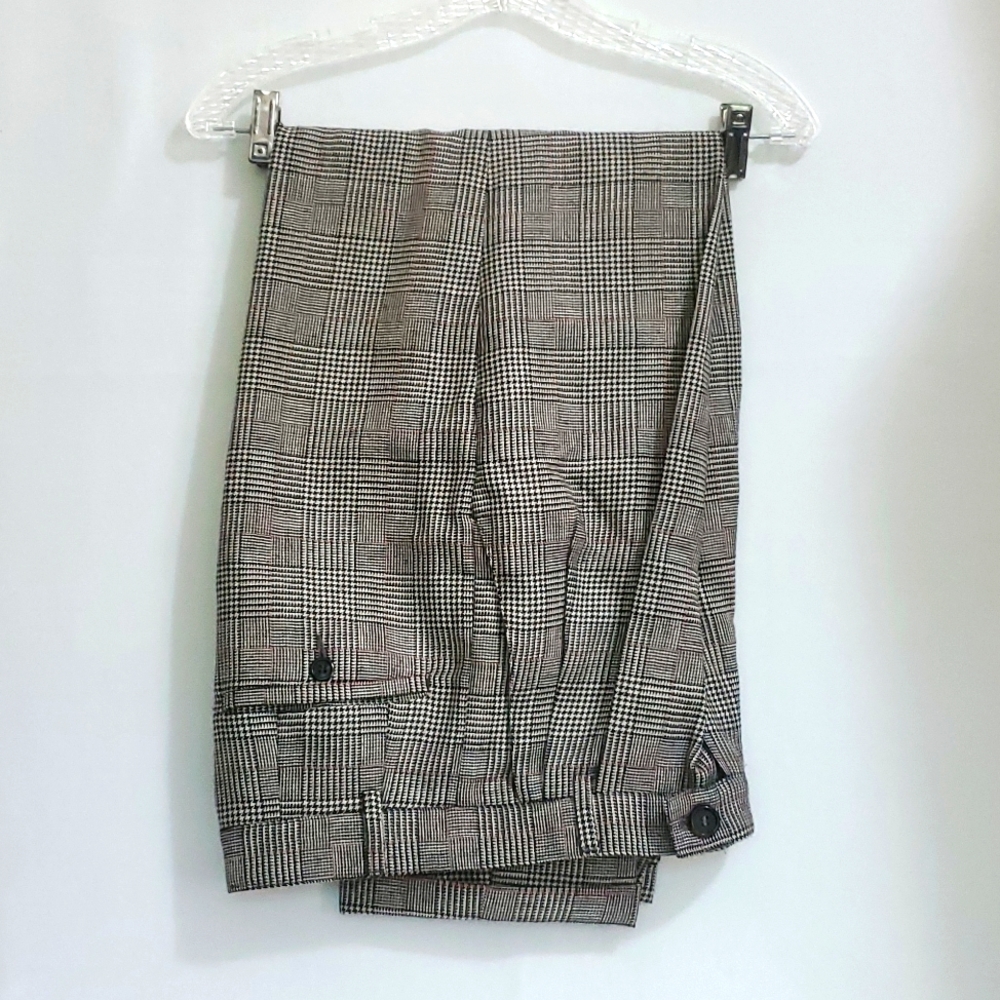 Michael Kors Classic Plaid Pants Tapered legs Folded Hem